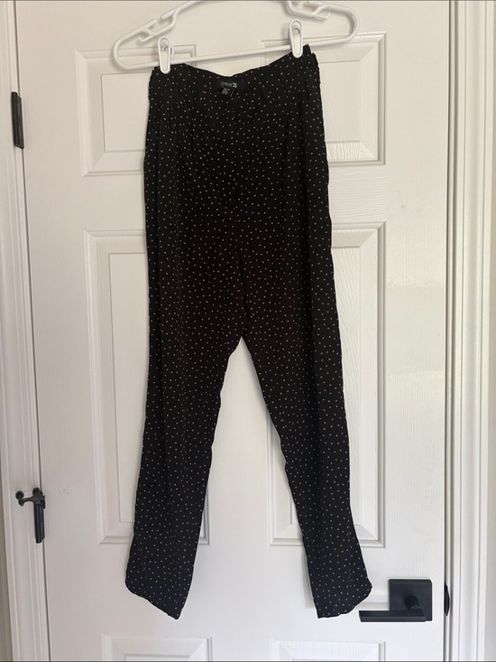 Forever 21 Pants - Forever 21 Black Silky Dress Pants with Tan Polka Dots